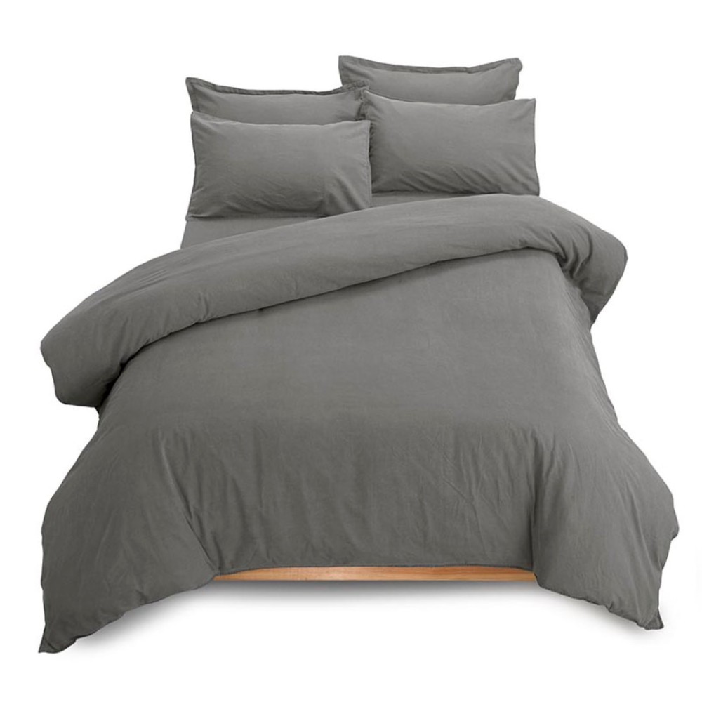 Charcoal Washed Cotton Duvet Cover Set Volpes