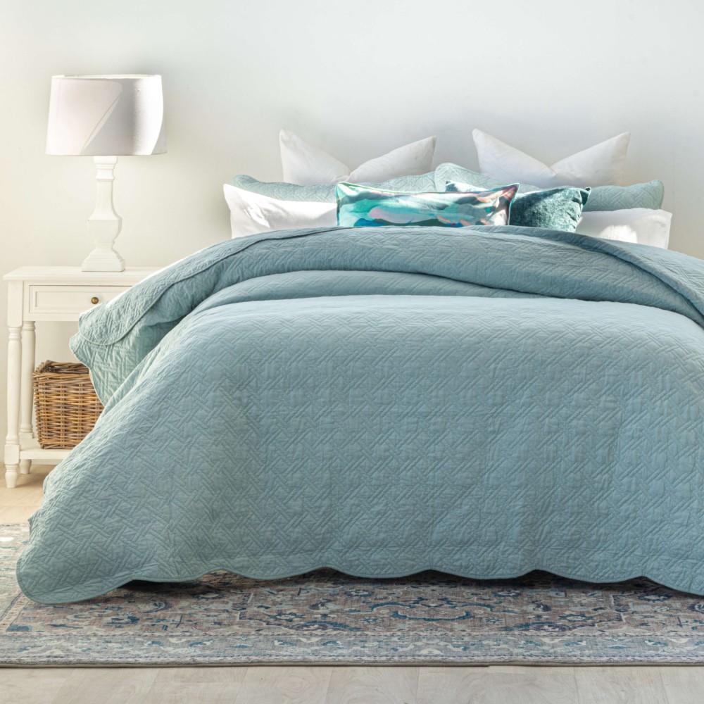 TIMOTHY DUCK EGG QUILT SET Volpes